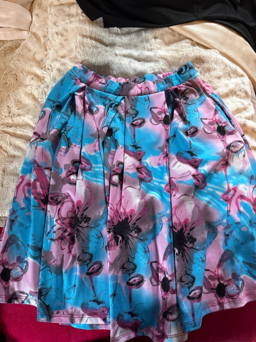 LuLaRoe Floral Circle Skirt in Blue and Pink